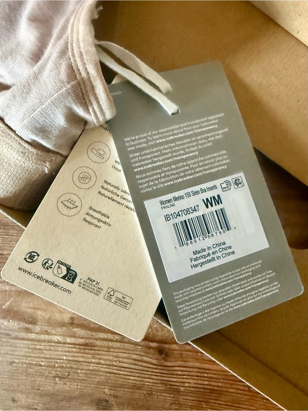 New Icebreaker Women's Merino 150 Siren Bra Praline Medium - Picture 5 of 7